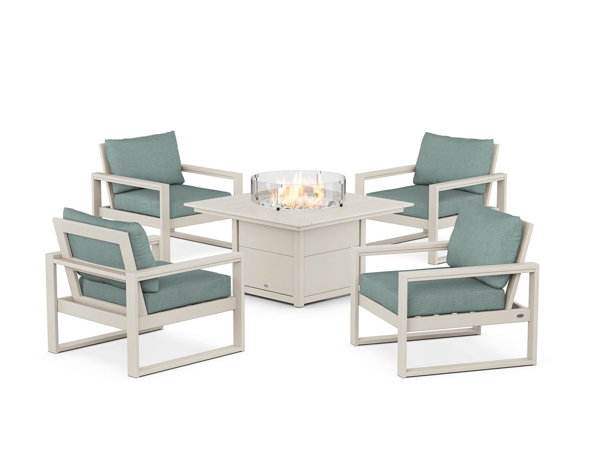 EDGE Sectional 5-Piece Deep Seating Set with Fire Pit Table