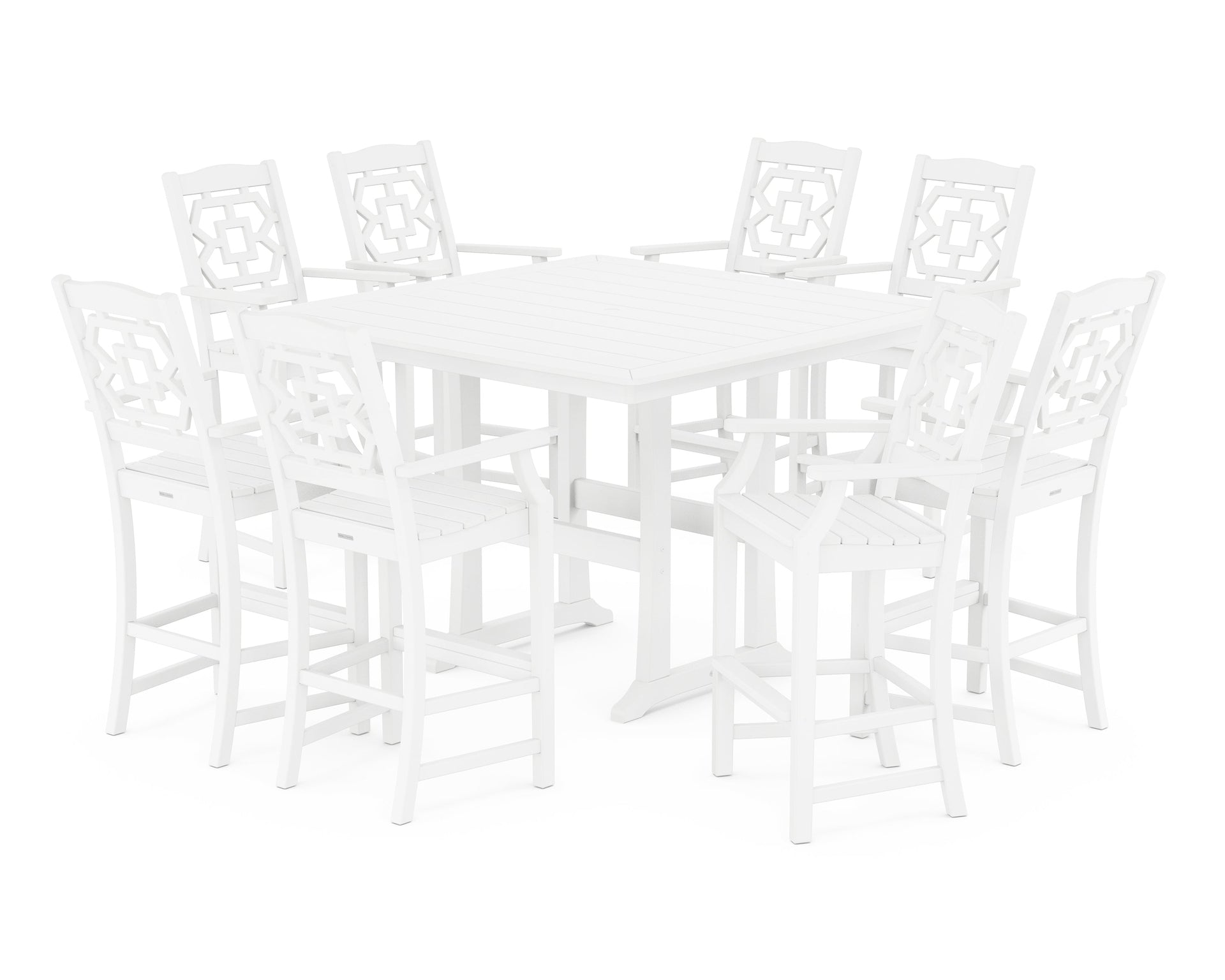 Chinoiserie 9-Piece Square Bar Set with Trestle Legs