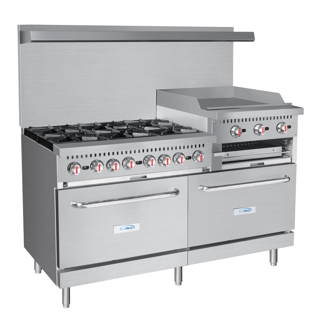 60 in. Commercial LP Range with 24 in. Griddle and Broiler in Stainless-Steel