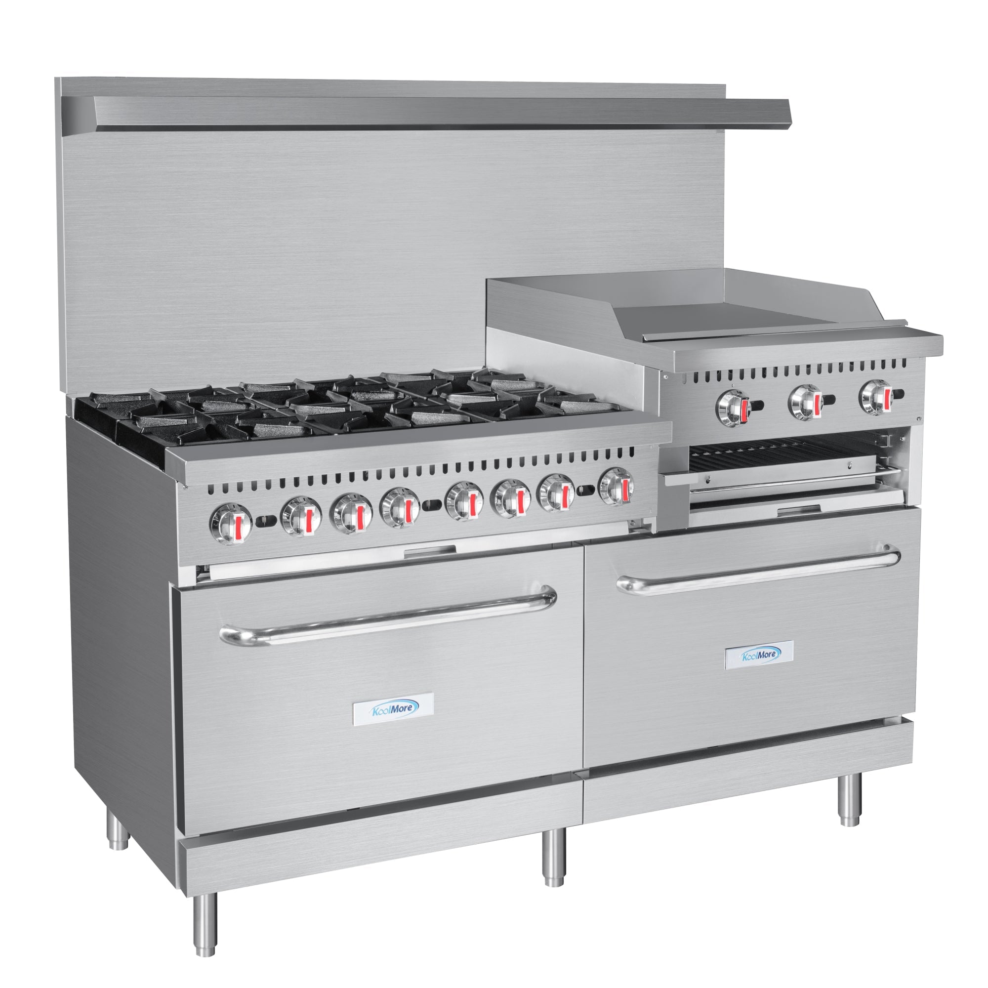 60 in. Commercial LP Range with 24 in. Griddle and Broiler in Stainless-Steel