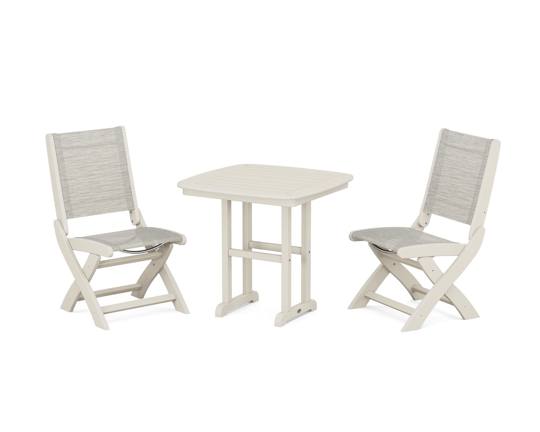 Coastal Folding Side Chair 3-Piece Dining Set