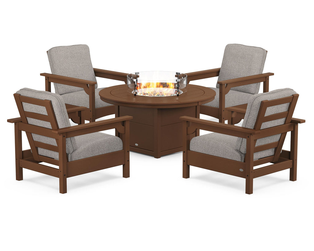 Club 5-Piece Conversation Set with Fire Pit Table