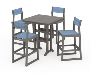 EDGE Sling Arm Chair 5-Piece Farmhouse Bar Set with Trestle Legs