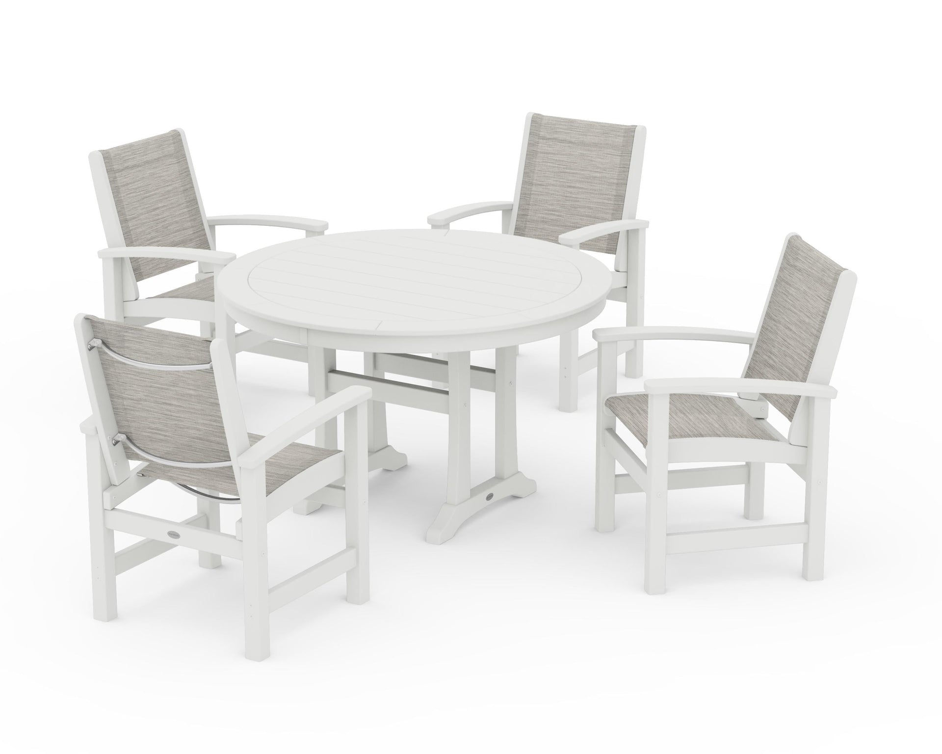 Coastal 5-Piece Round Dining Set with Trestle Legs