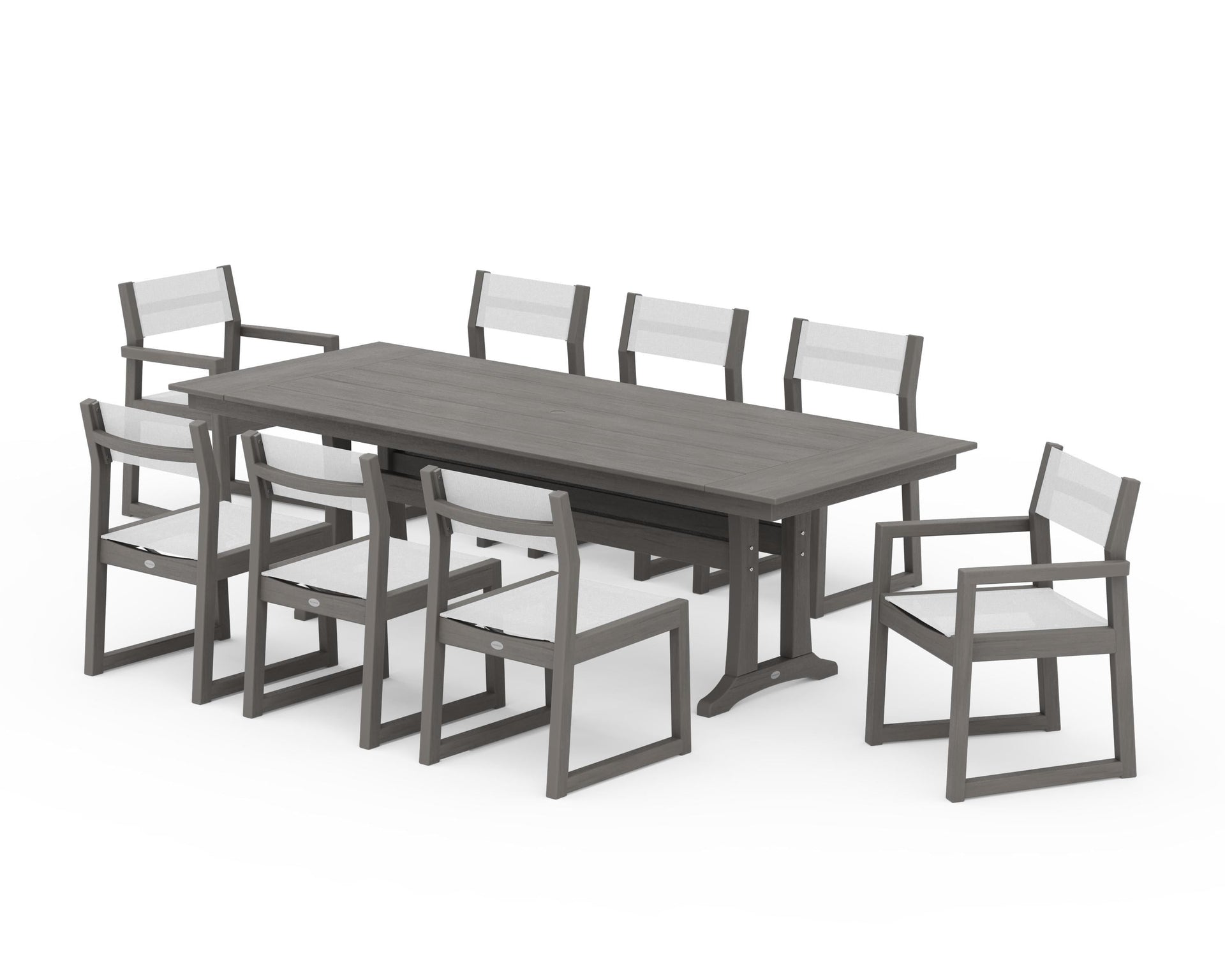 EDGE Sling 9-Piece Farmhouse Trestle Dining Set