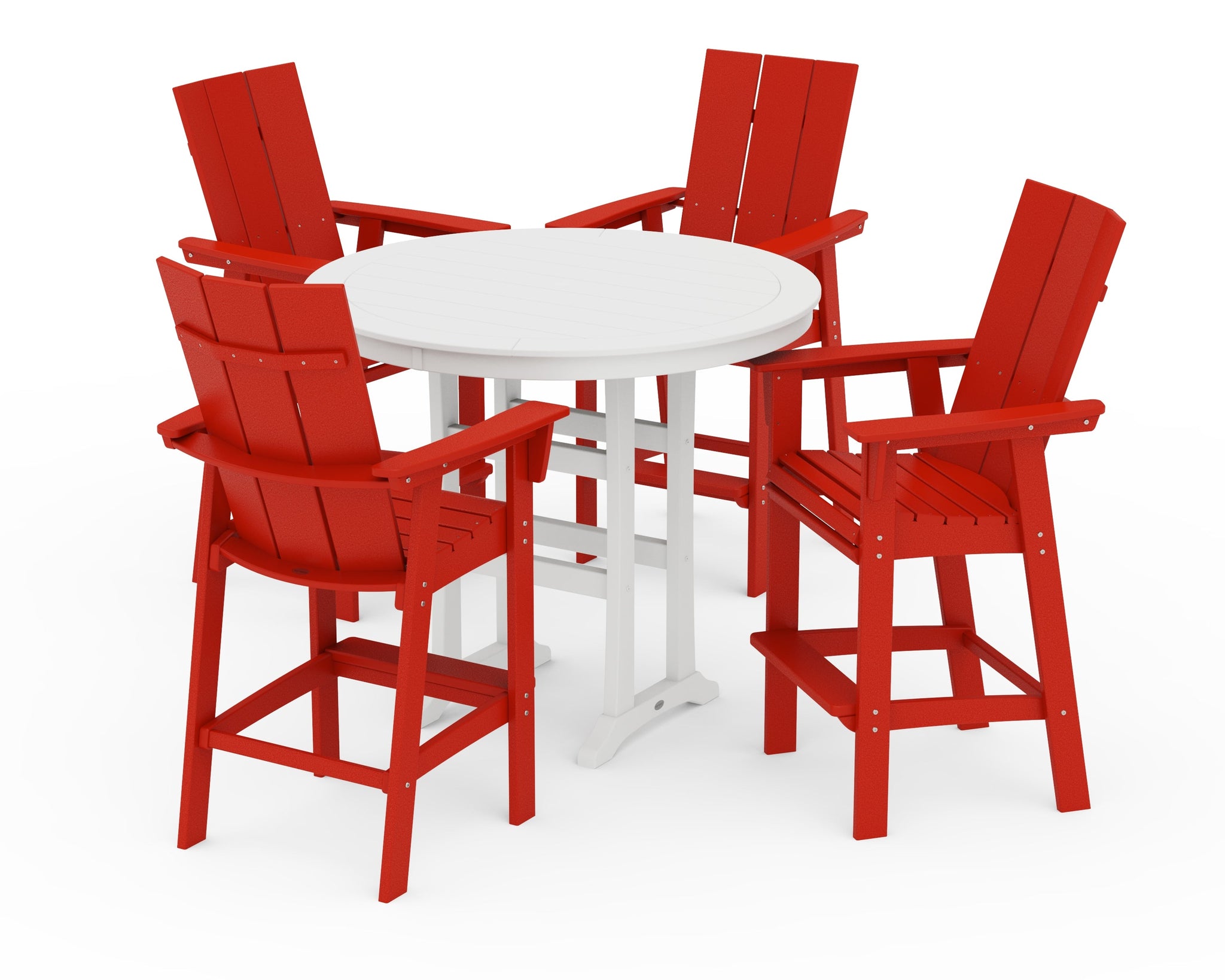 Modern Curveback Adirondack 5-Piece Nautical Trestle Bar Set