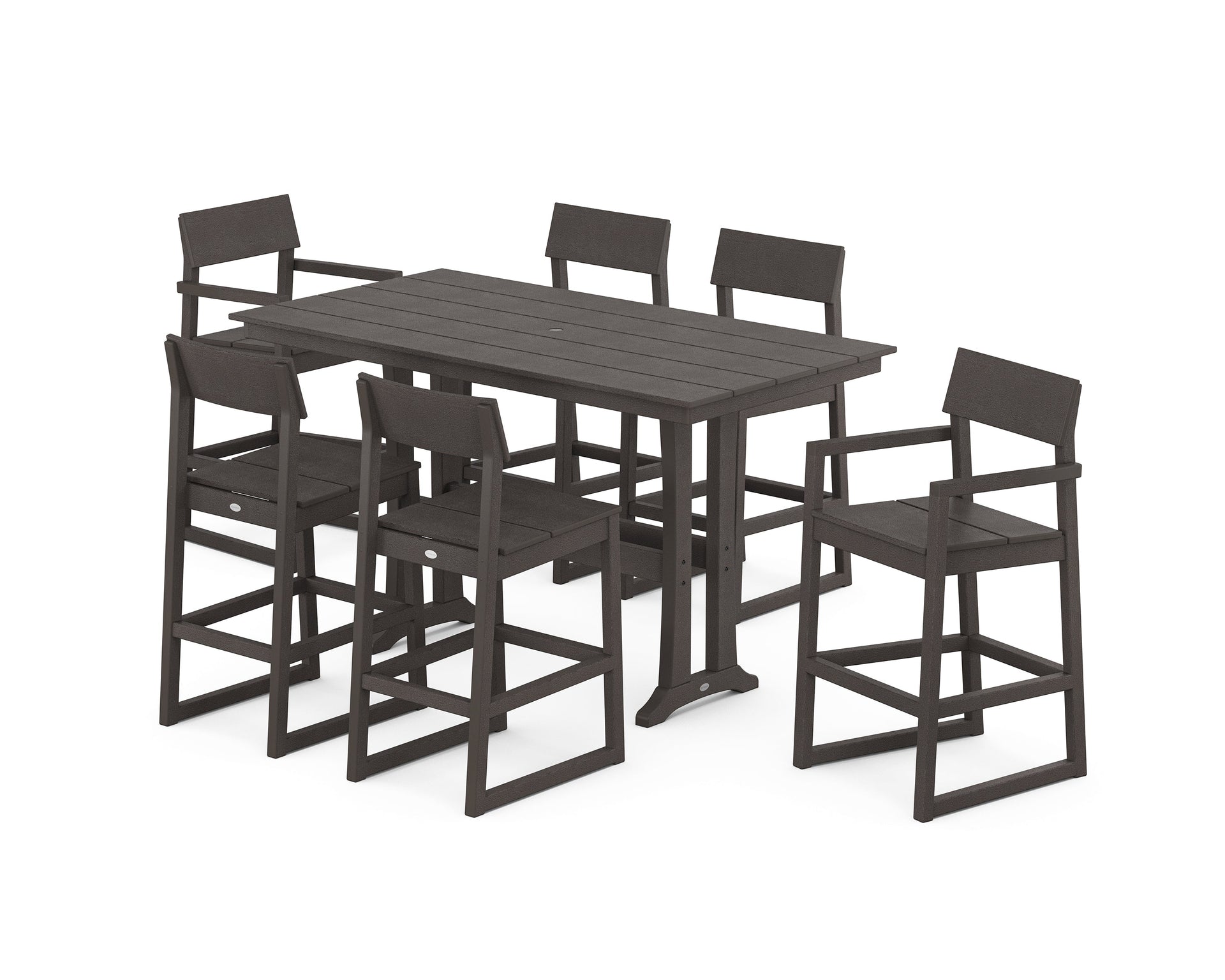 EDGE 7-Piece Farmhouse Bar Set with Trestle Legs