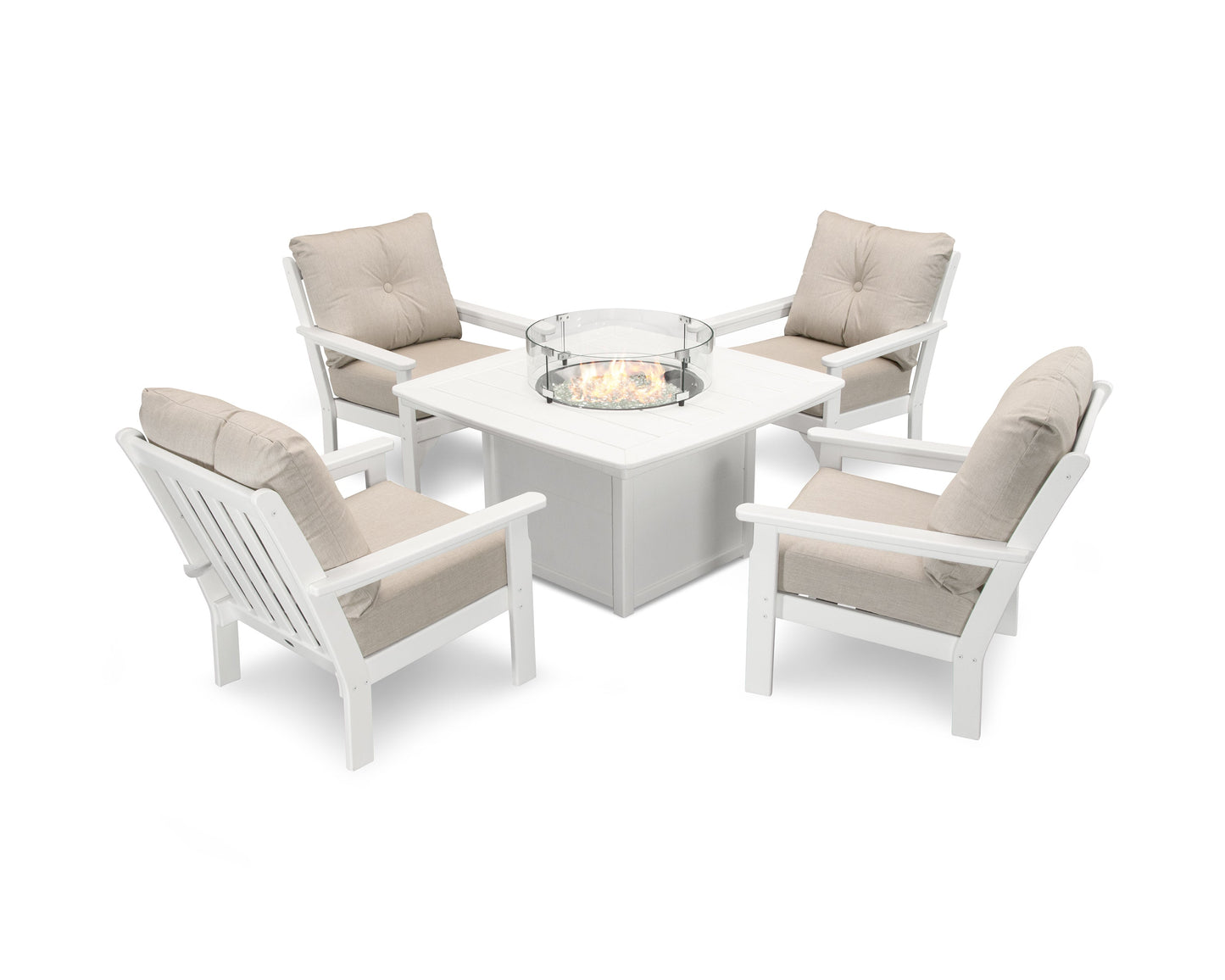 Vineyard 5-Piece Conversation Set with Fire Pit Table