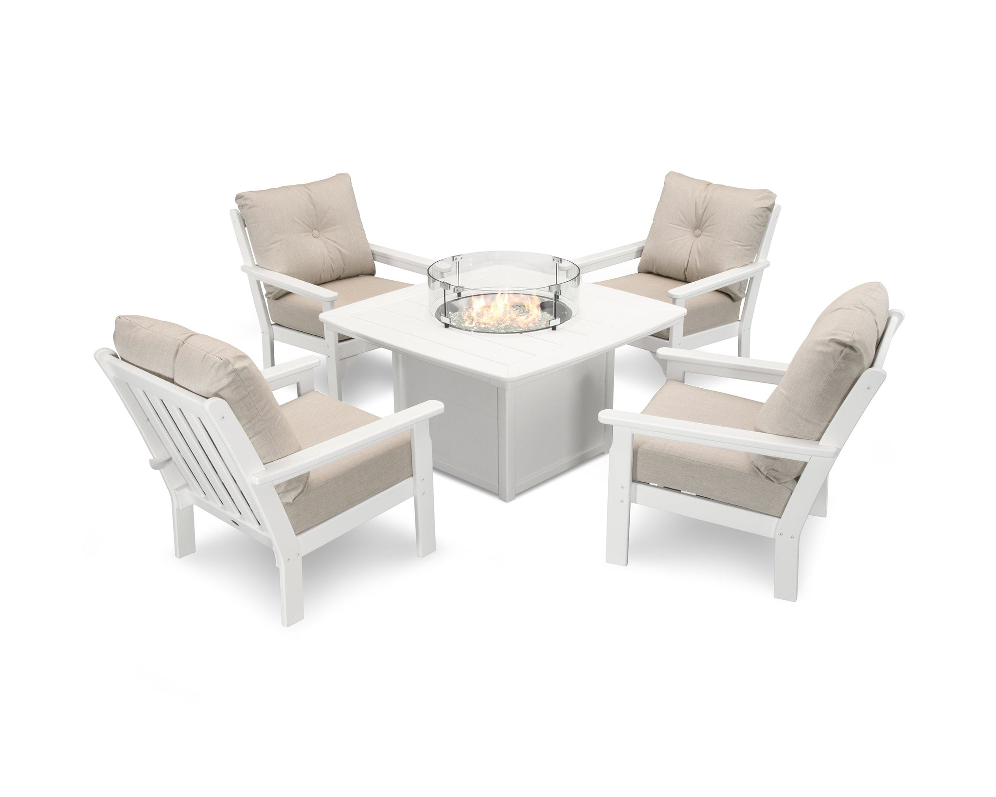 Vineyard 5-Piece Conversation Set with Fire Pit Table