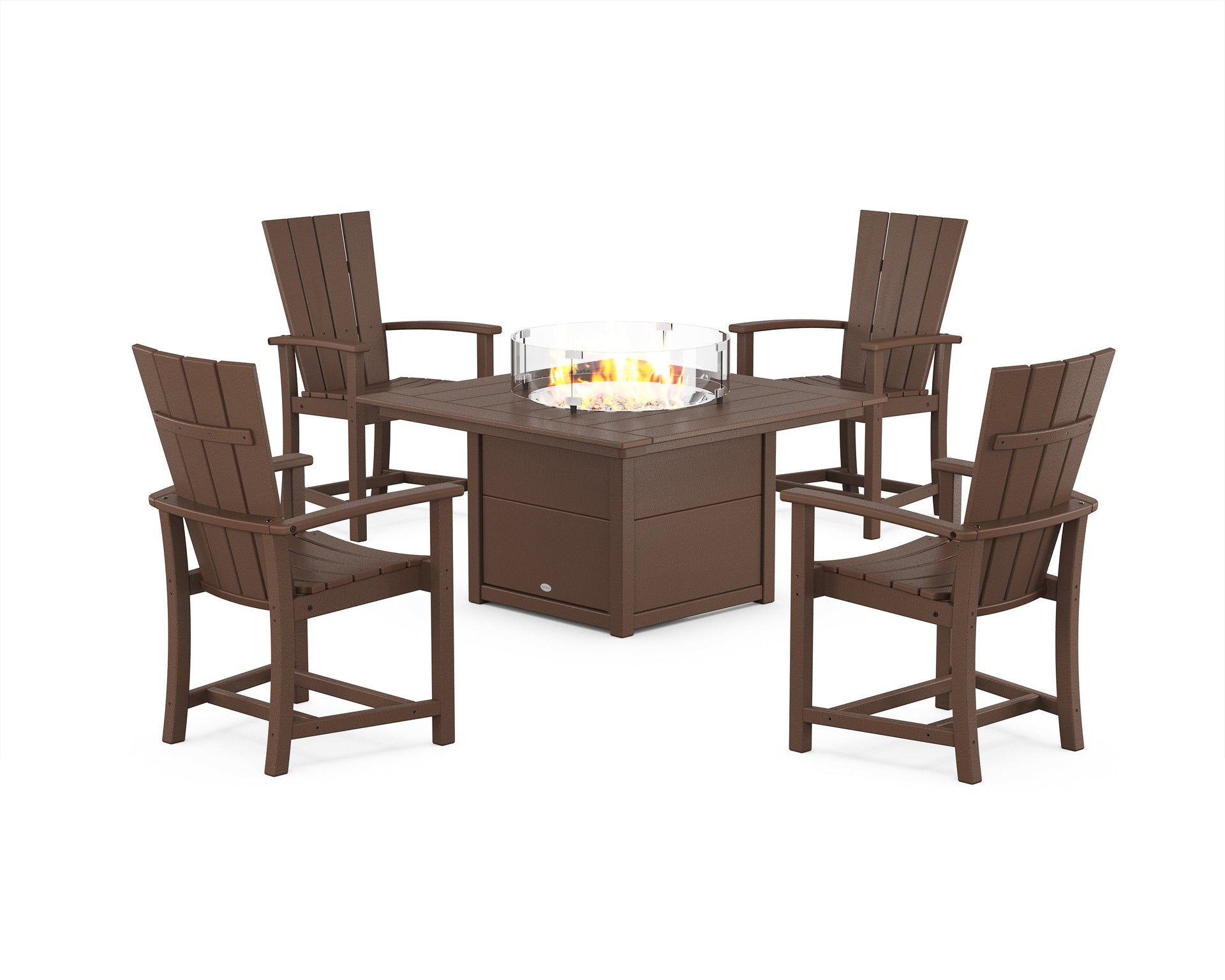 Quattro 4-Piece Upright Adirondack Conversation Set with Fire Pit Table