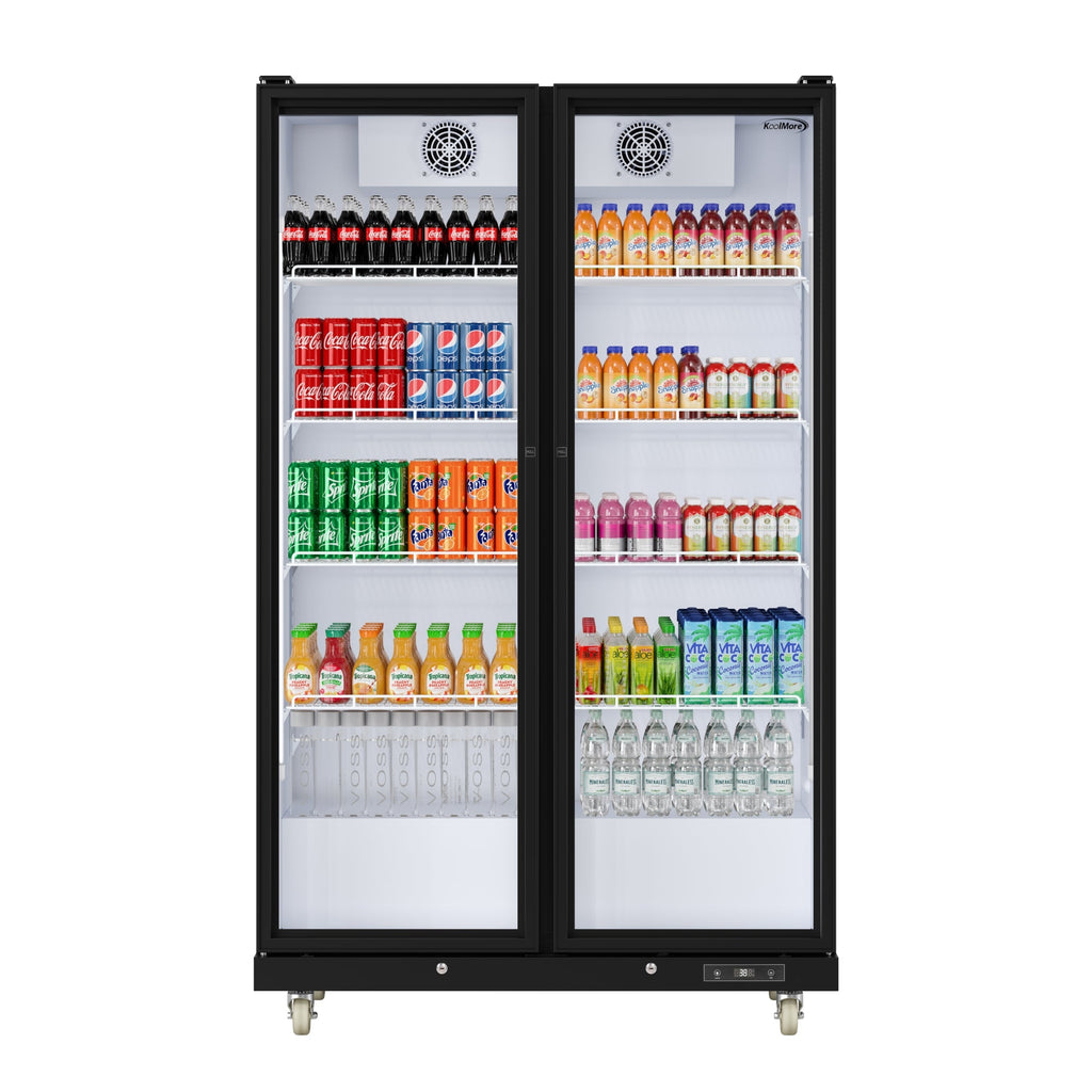 47 in. Commercial 2 Fully Glass Door Merchandiser Refrigerator, 30 Cu. Ft., ETL Listed in Black