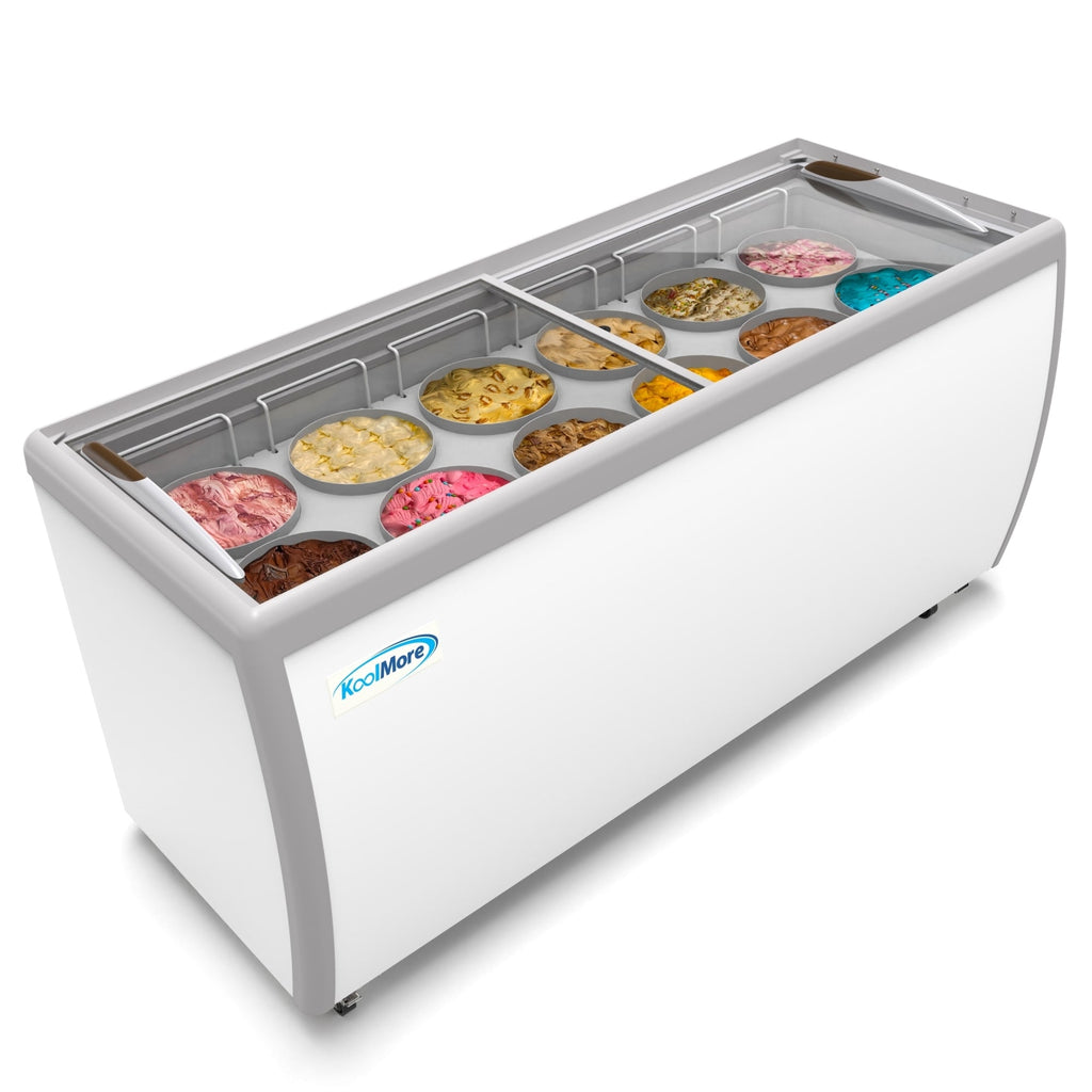 70 in. 12 Tub Ice Cream Dipping Cabinet Display Freezer with Sliding Glass Door, 20 cu. ft.