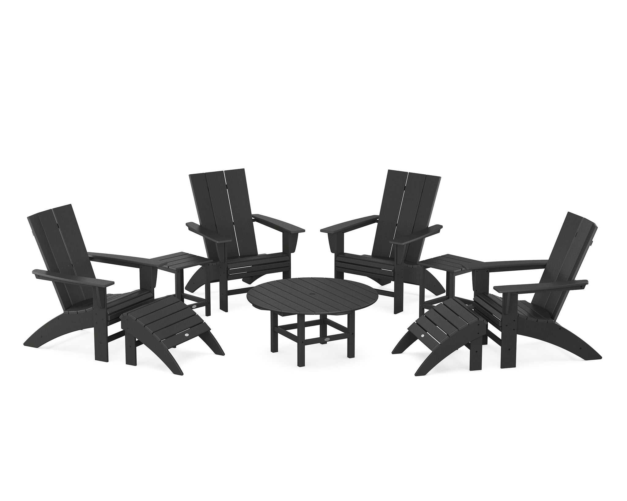 Modern Curveback Adirondack Chair 9-Piece Conversation Set