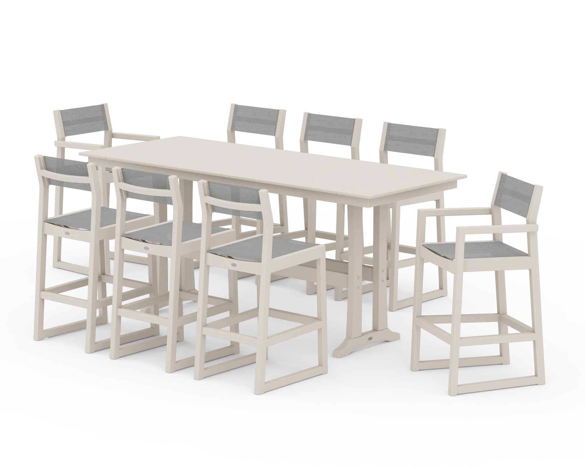 EDGE Sling 9-Piece Farmhouse Bar Set with Trestle Legs