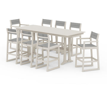EDGE Sling 9-Piece Farmhouse Bar Set with Trestle Legs