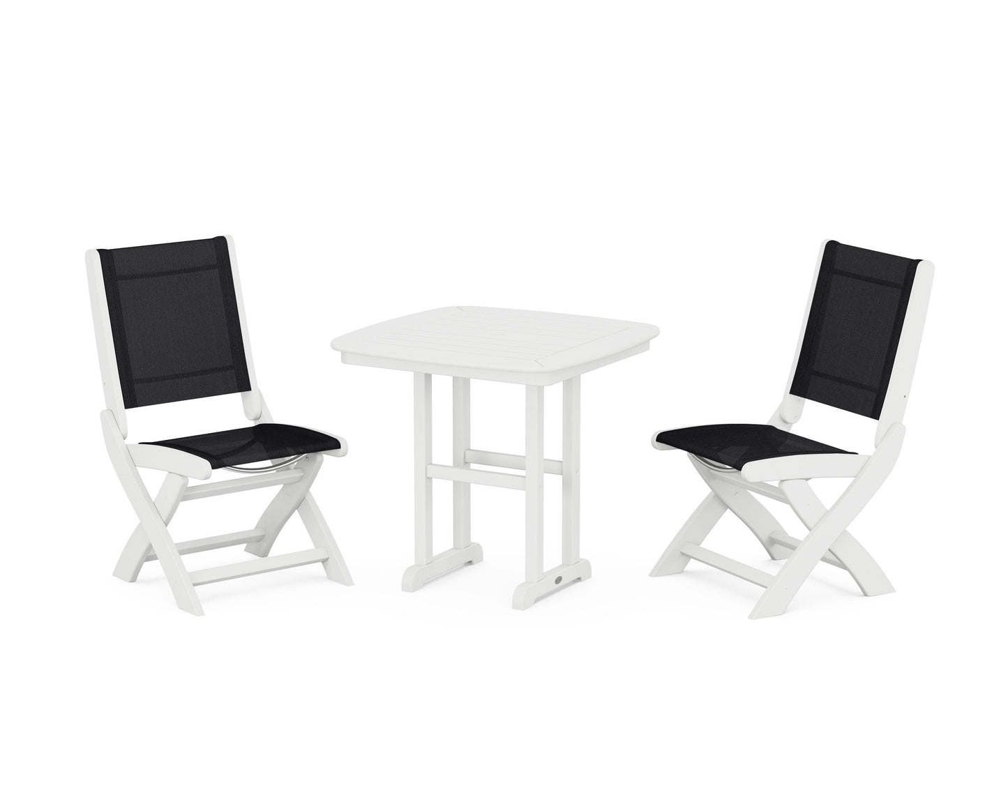 Coastal Folding Side Chair 3-Piece Dining Set