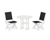 Coastal Folding Side Chair 3-Piece Dining Set