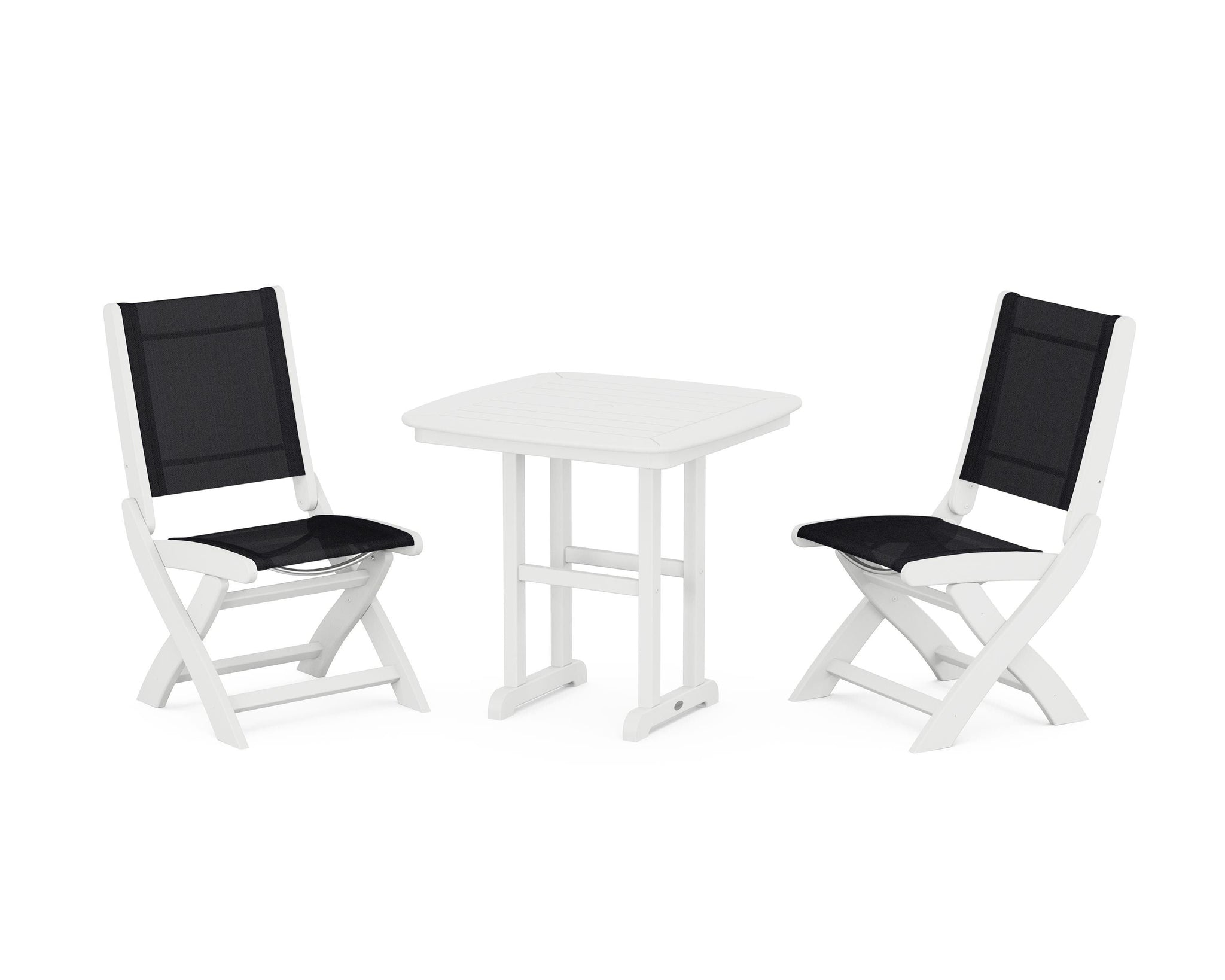 Coastal Folding Side Chair 3-Piece Dining Set