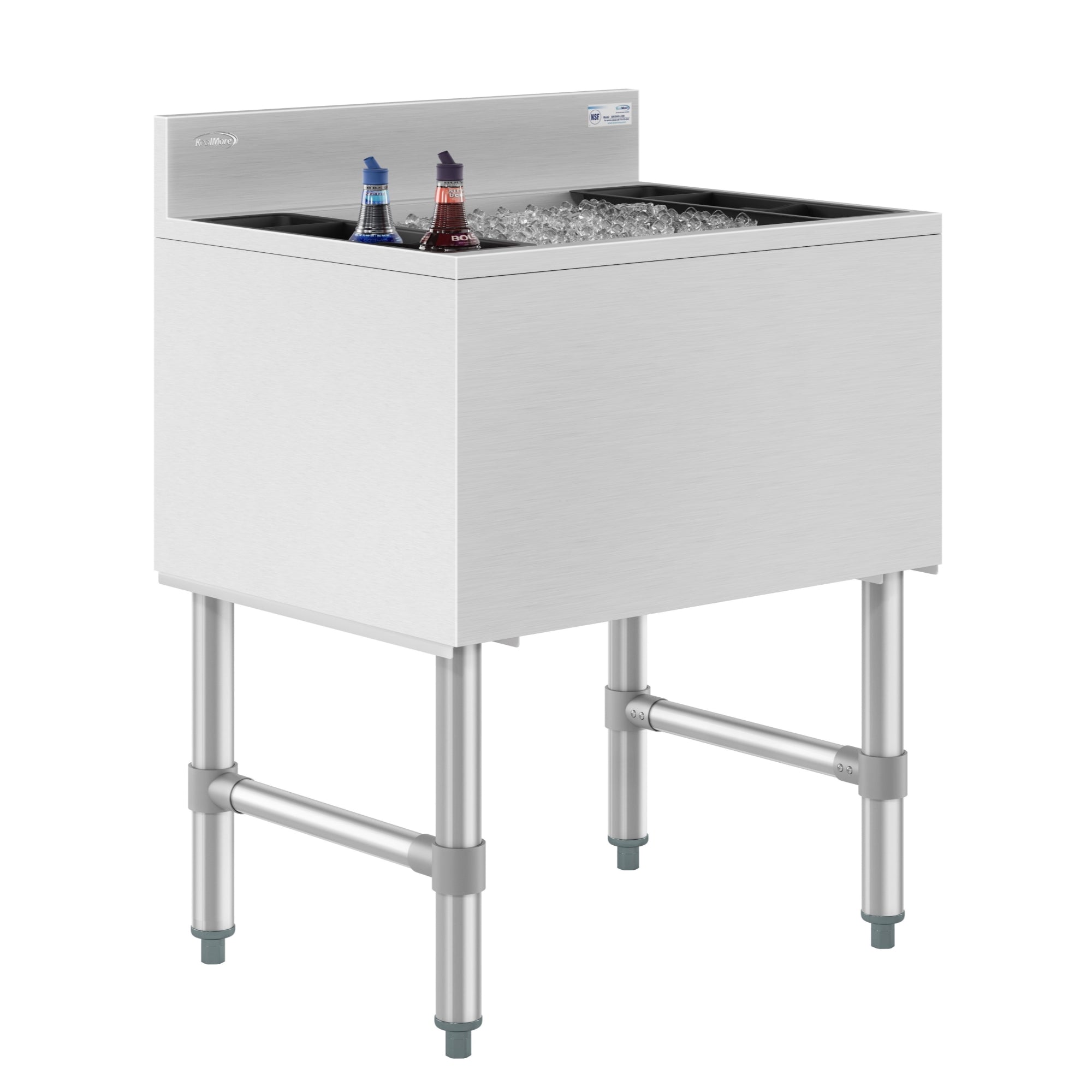 24 in. Commercial Underbar Ice Bin with Siding Lid in Stainless Steel