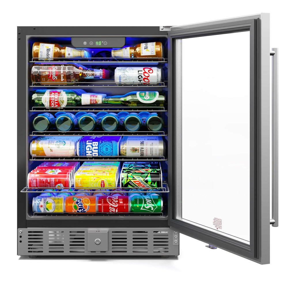 23.4 in. Stainless Steel, Glass-Door Built-In Refrigerator and Beverage Cooler, 5 Cu. ft.