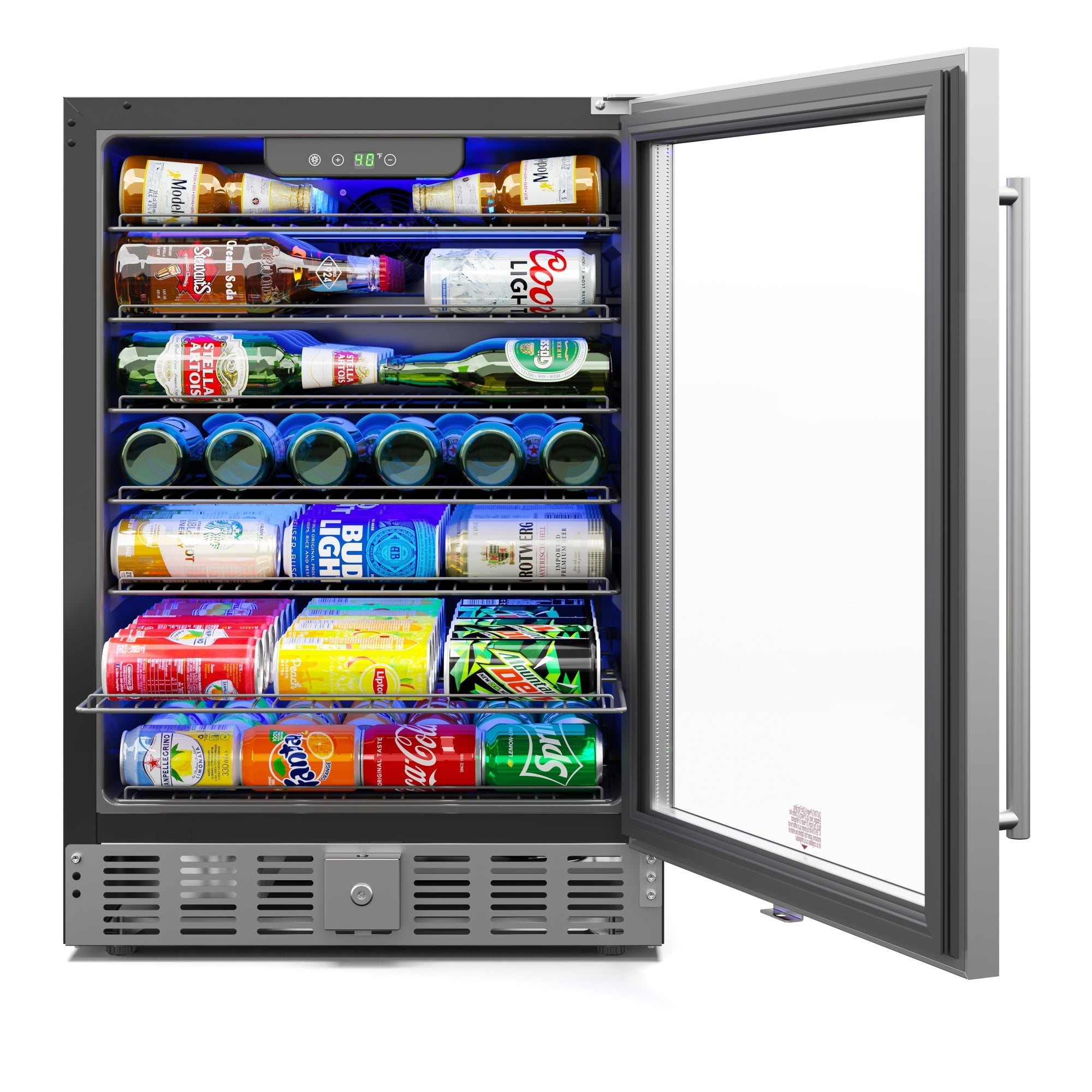 23.4 in. Stainless Steel, Glass-Door Built-In Refrigerator and Beverage Cooler, 5 Cu. ft.