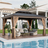 Costway 12' x 16' Double-Roof Hardtop Gazebo Galvanized Steel Roof 13689452 New