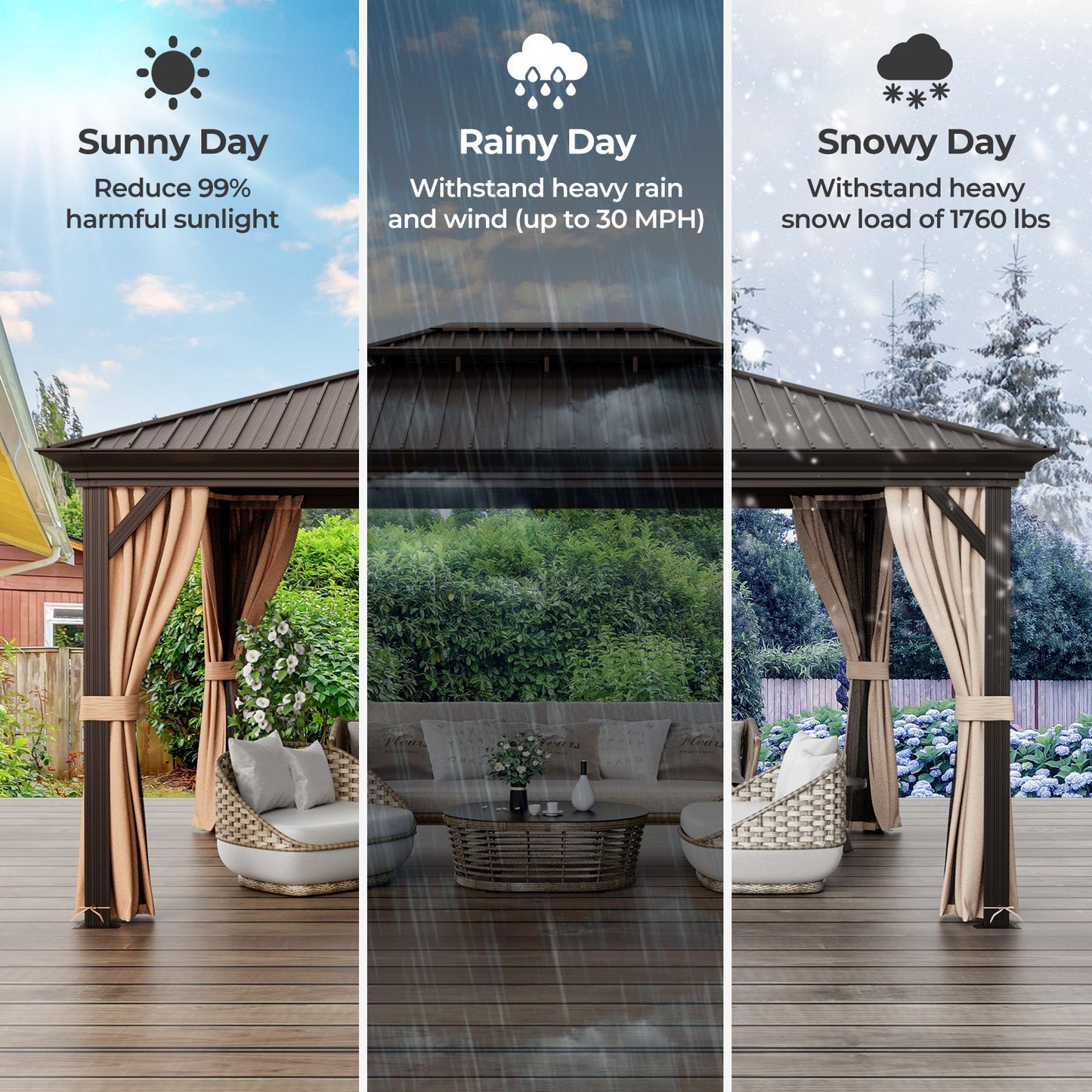Costway 12' x 16' Double-Roof Hardtop Gazebo Galvanized Steel Roof 13689452 New