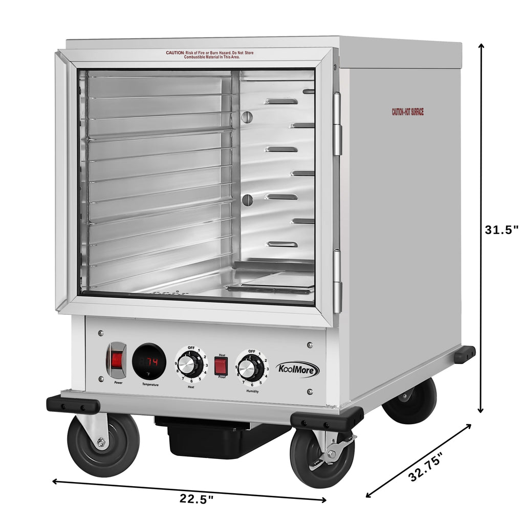 33 in. Commercial Insulated Half-Size Heated Holding Proofing Cabinet with 12-Pan Capacity and Glass Door in Silver