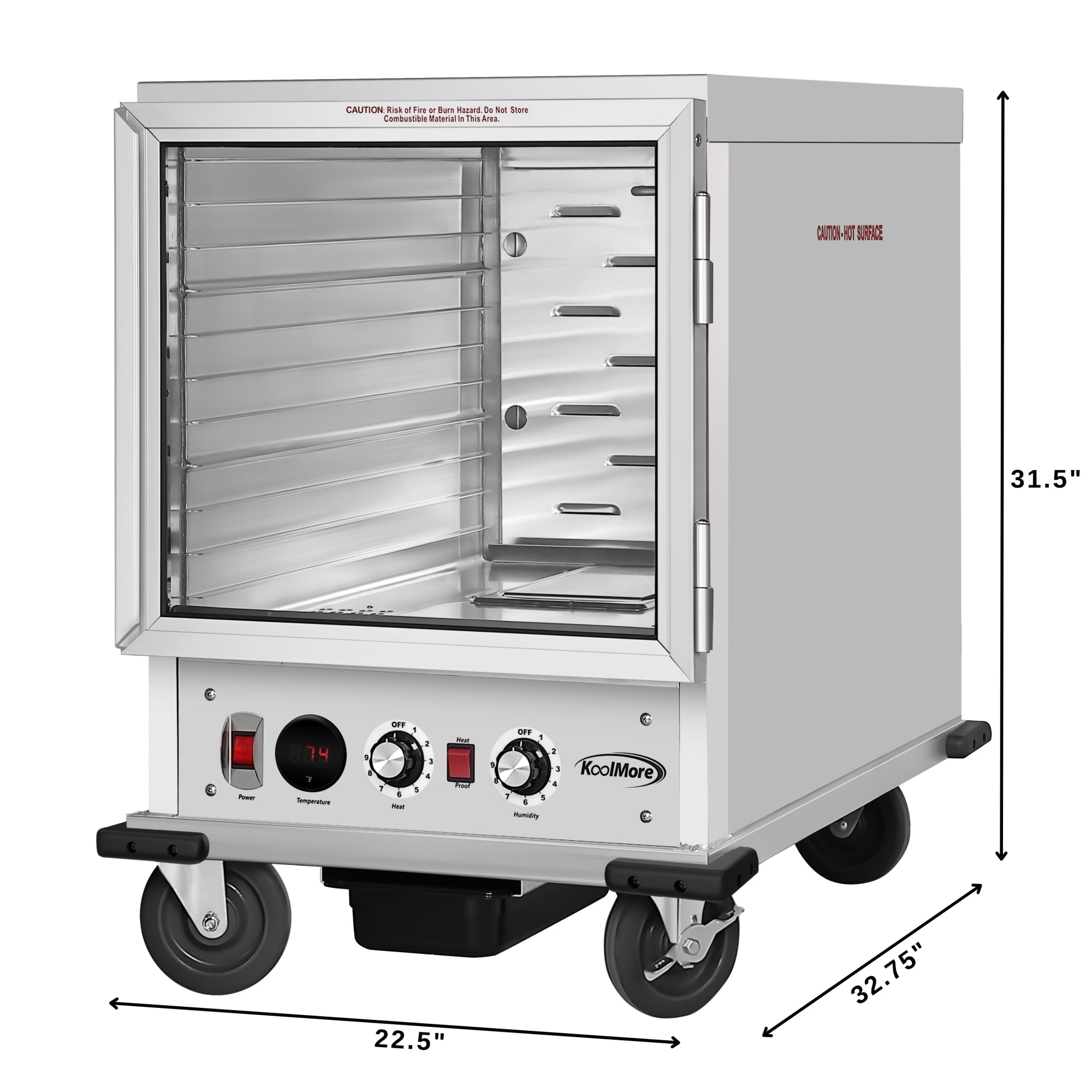 33 in. Commercial Insulated Half-Size Heated Holding Proofing Cabinet with 12-Pan Capacity and Glass Door in Silver