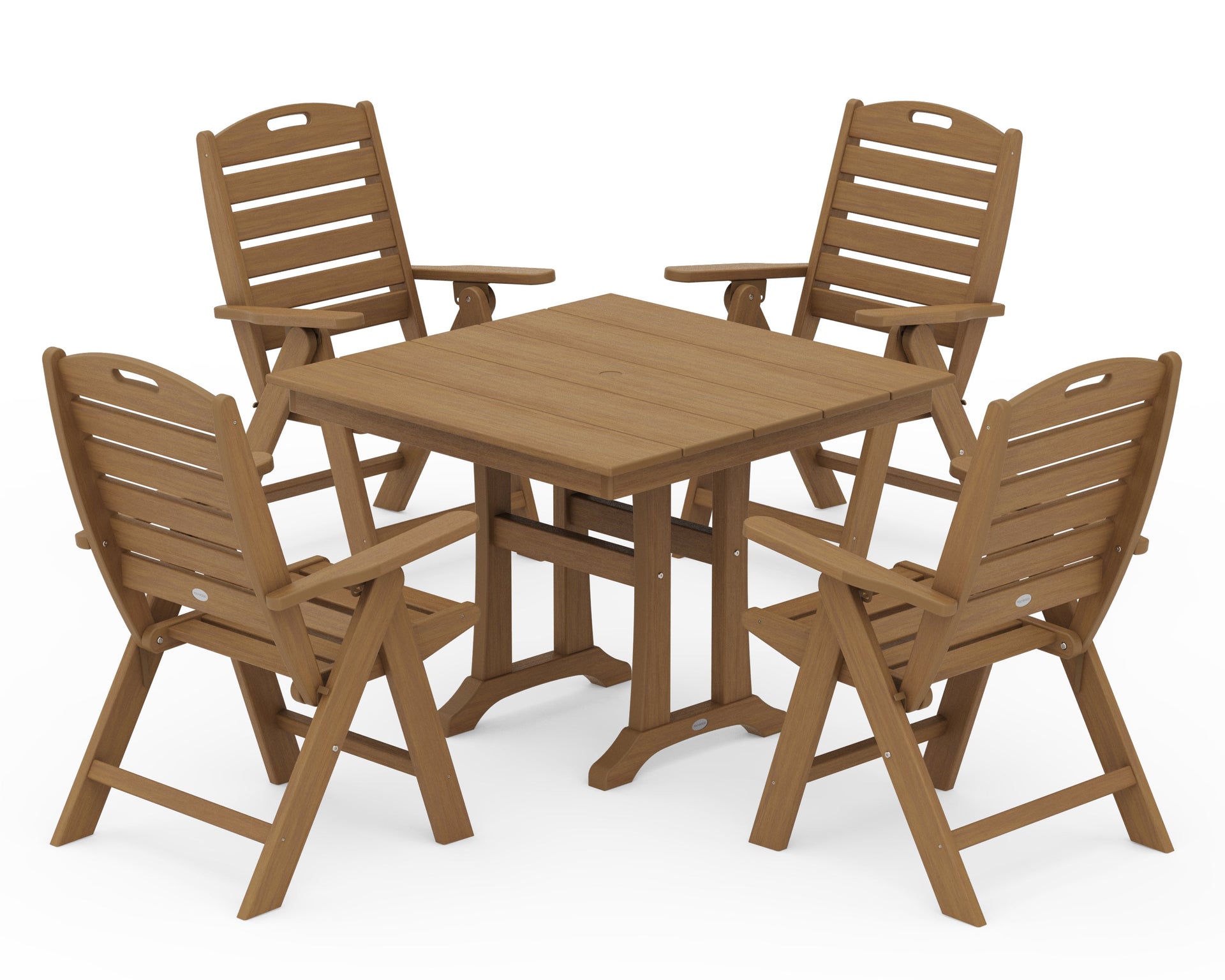 Nautical Folding Highback Chair 5-Piece Farmhouse Trestle Dining Set