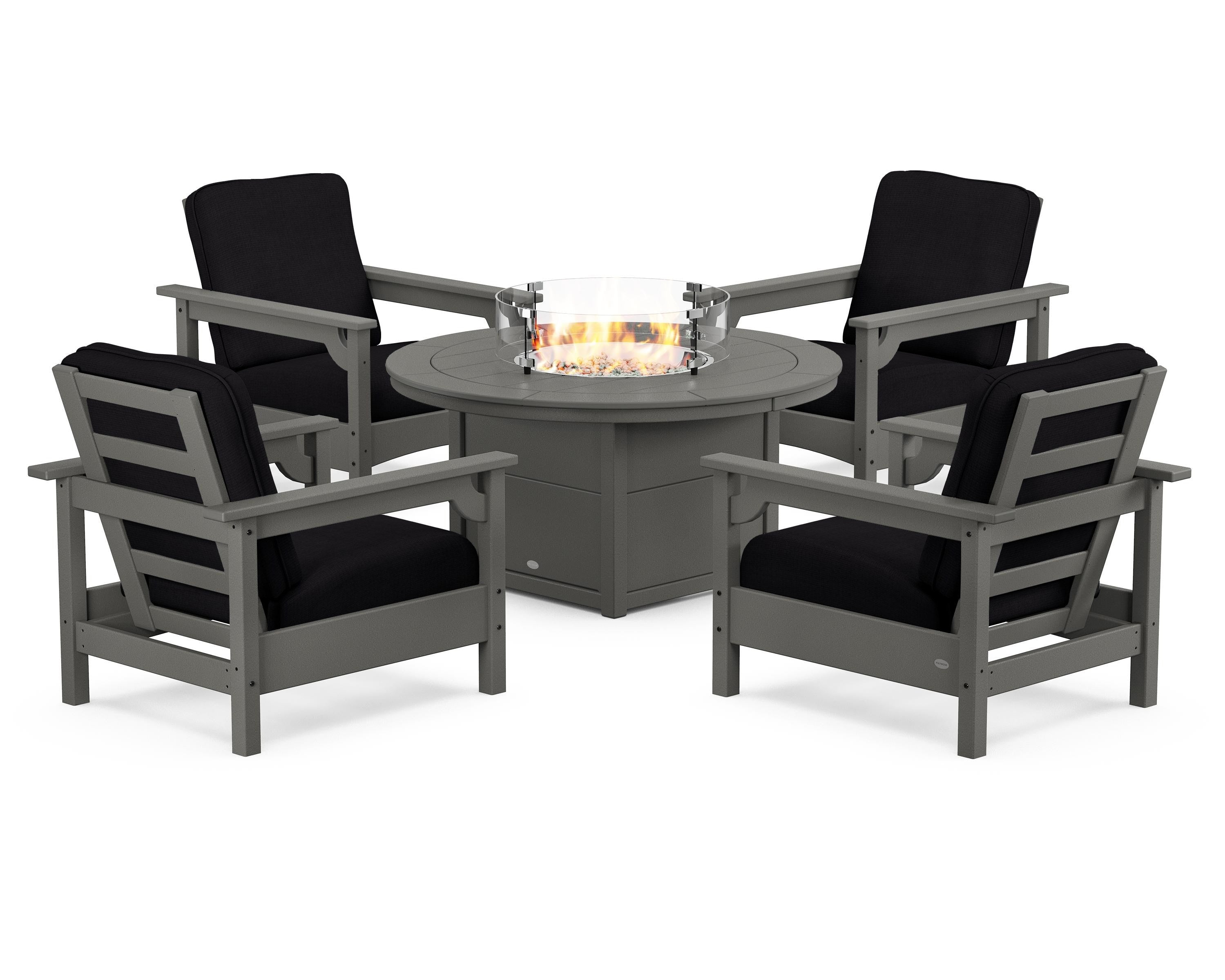 Club 5-Piece Conversation Set with Fire Pit Table