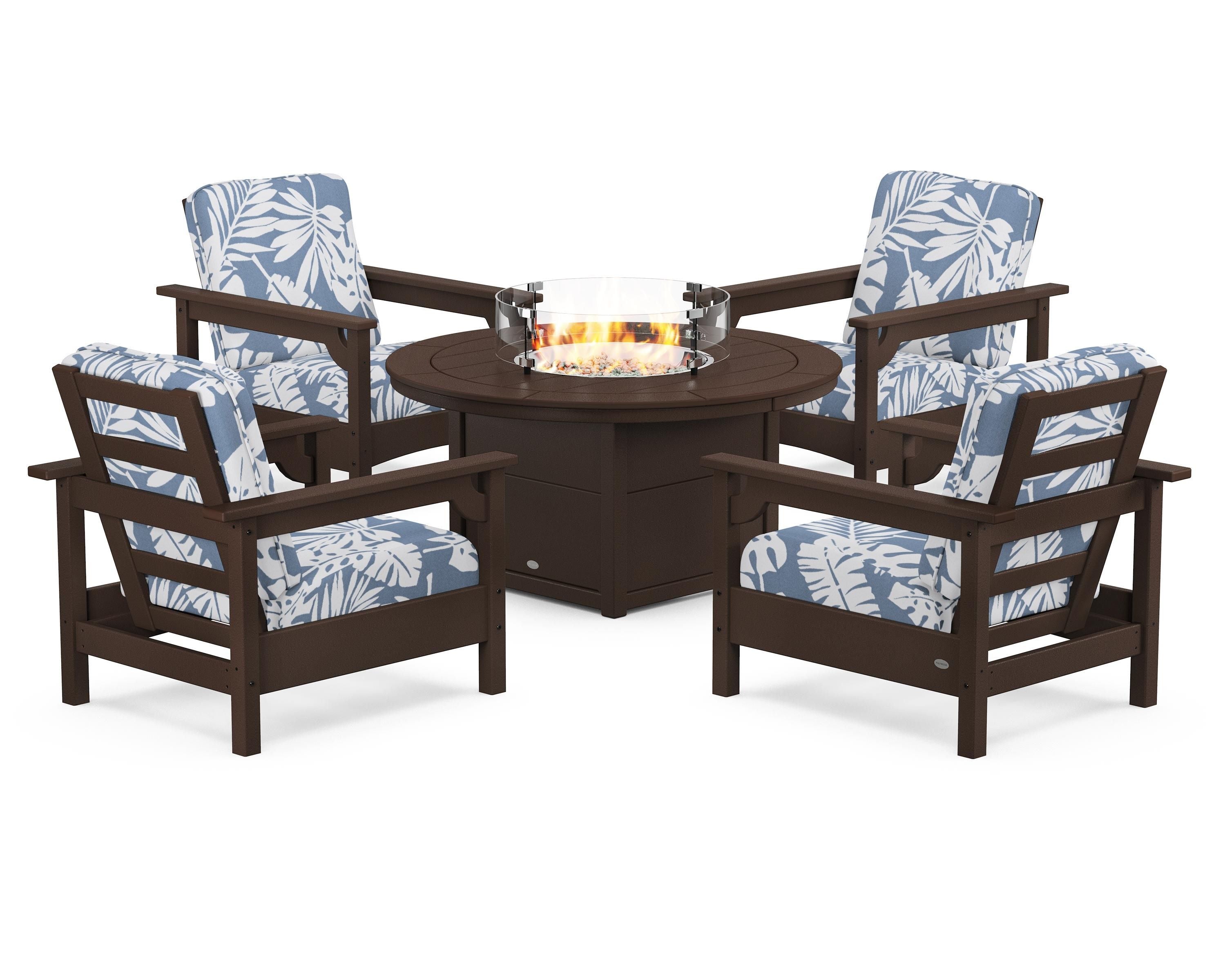 Club 5-Piece Conversation Set with Fire Pit Table