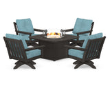 Vineyard 5-Piece Deep Seating Swivel Conversation Set with Fire Pit Table