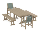 Coastal 5-Piece Farmhouse Dining Set with Trestle Legs and Benches