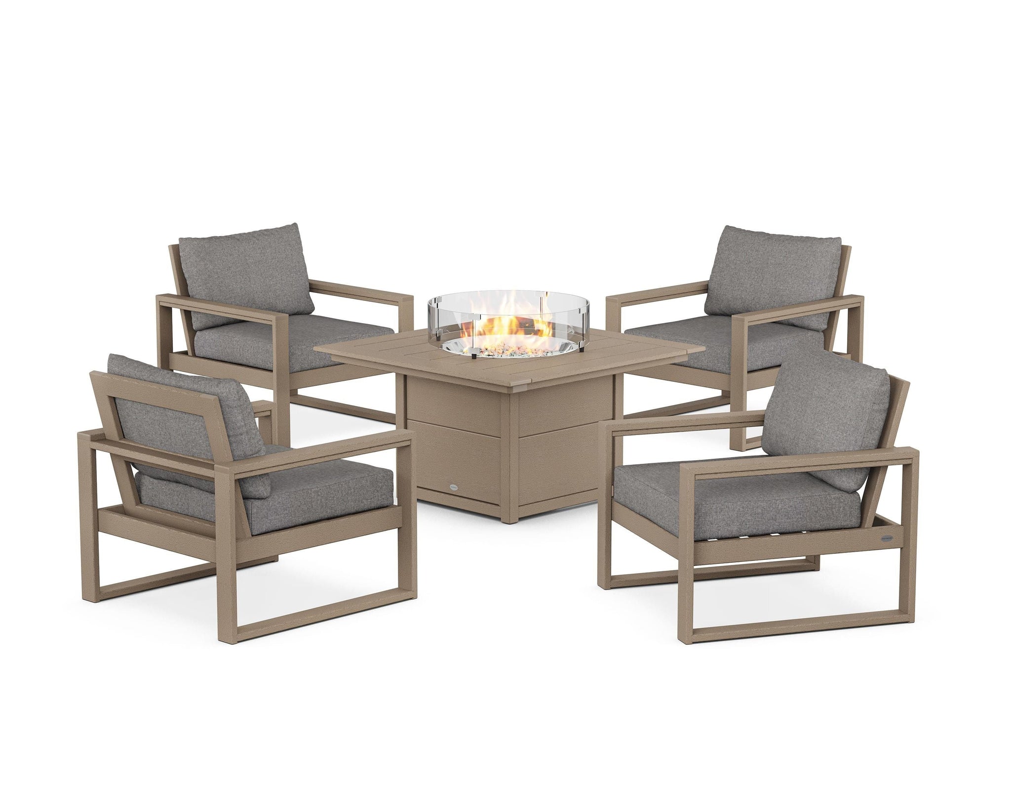 EDGE Sectional 5-Piece Deep Seating Set with Fire Pit Table