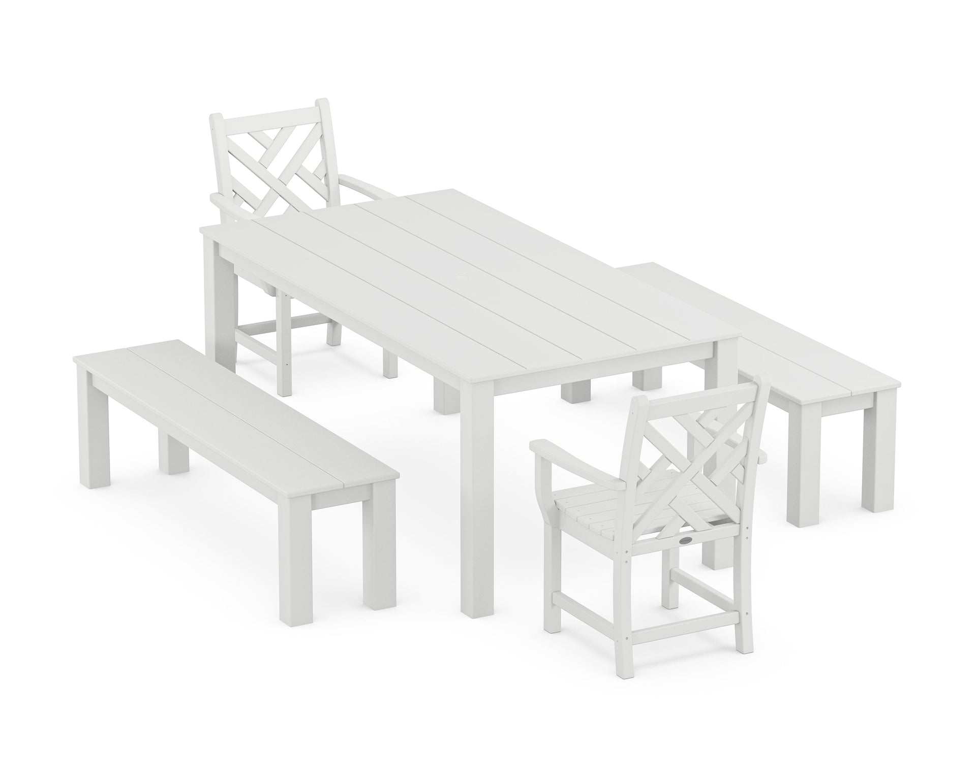 Chippendale 5-Piece Parsons Dining Set with Benches