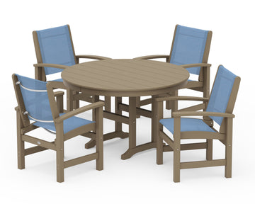 Coastal 5-Piece Round Farmhouse Dining Set