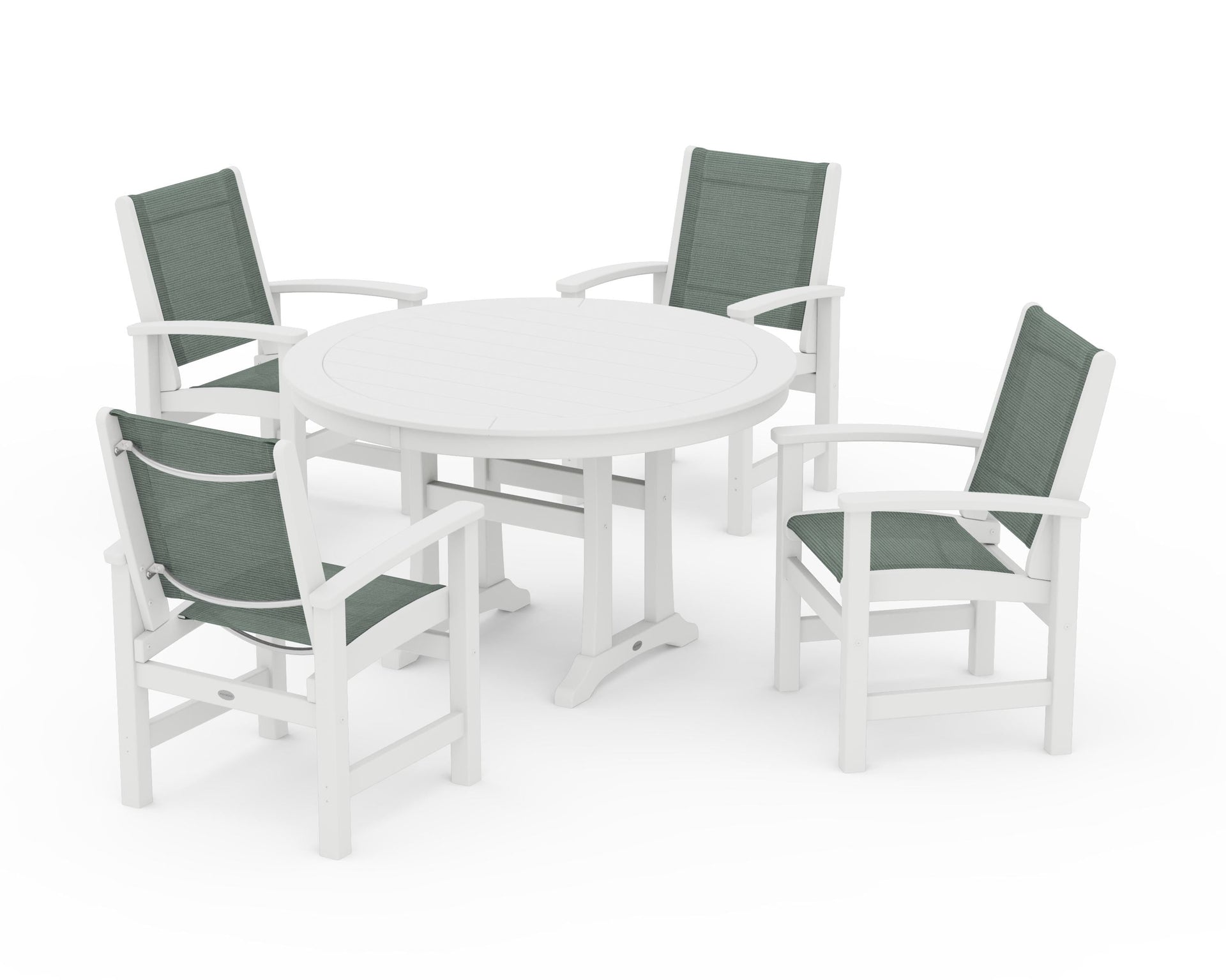 Coastal 5-Piece Round Dining Set with Trestle Legs