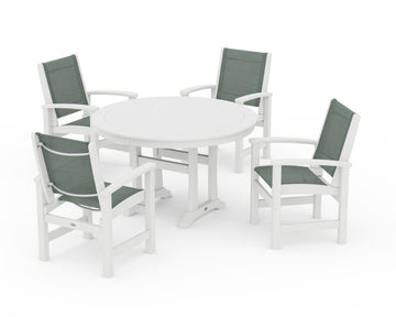 Coastal 5-Piece Round Dining Set with Trestle Legs