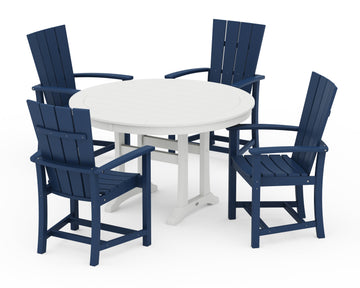 Quattro 5-Piece Round Dining Set with Trestle Legs