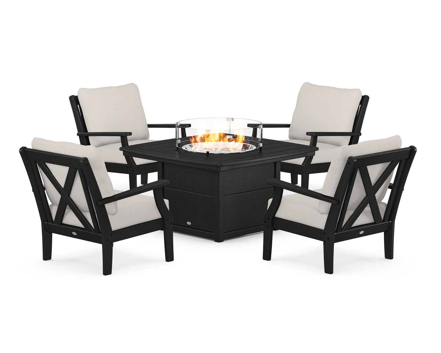 Braxton 5-Piece Deep Seating Conversation Set with Fire Pit Table