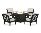 Braxton 5-Piece Deep Seating Conversation Set with Fire Pit Table