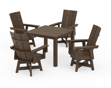 Modern Curveback Adirondack 5-Piece Parsons Swivel Dining Set