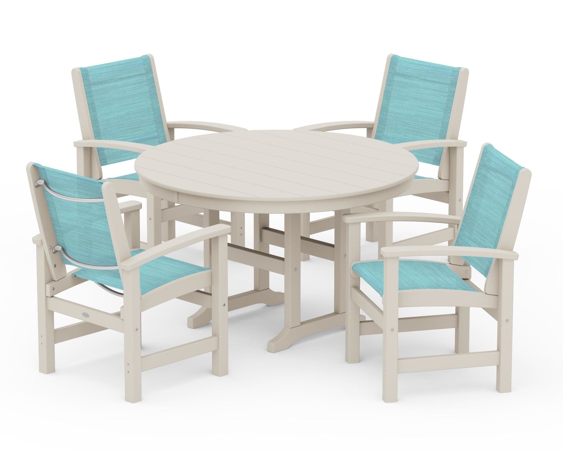 Coastal 5-Piece Round Farmhouse Dining Set