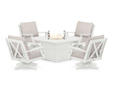 Braxton 5-Piece Deep Seating Swivel Conversation Set with Fire Pit Table