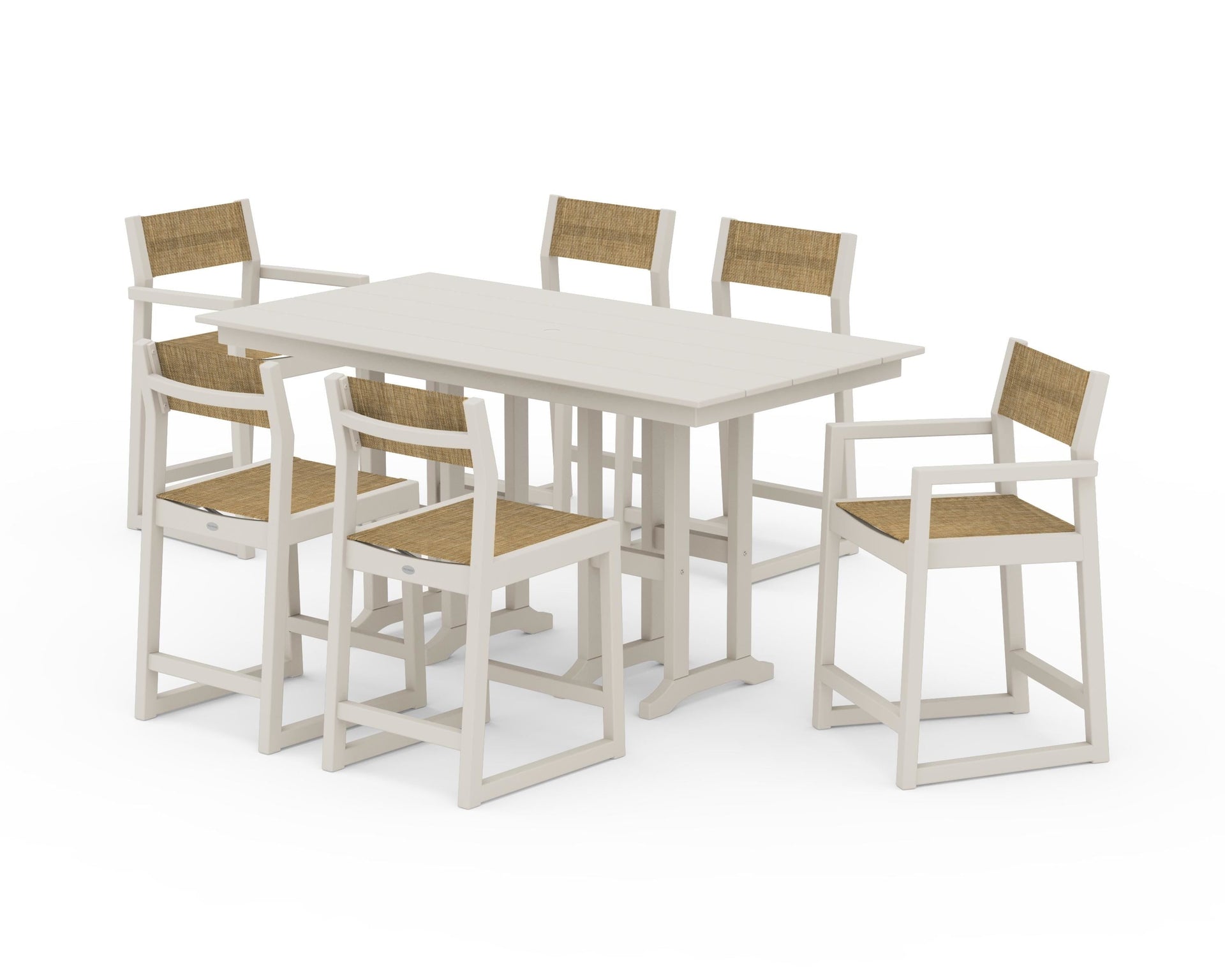 EDGE Sling 7-Piece Farmhouse Counter Set with Trestle Legs