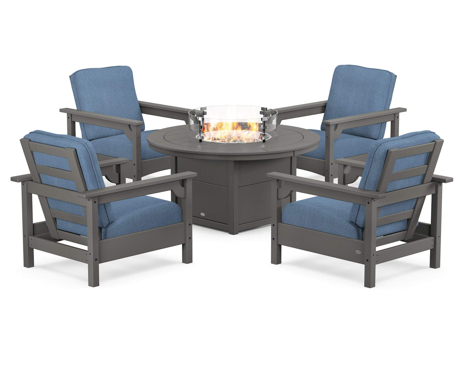 Club 5-Piece Conversation Set with Fire Pit Table