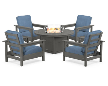 Club 5-Piece Conversation Set with Fire Pit Table