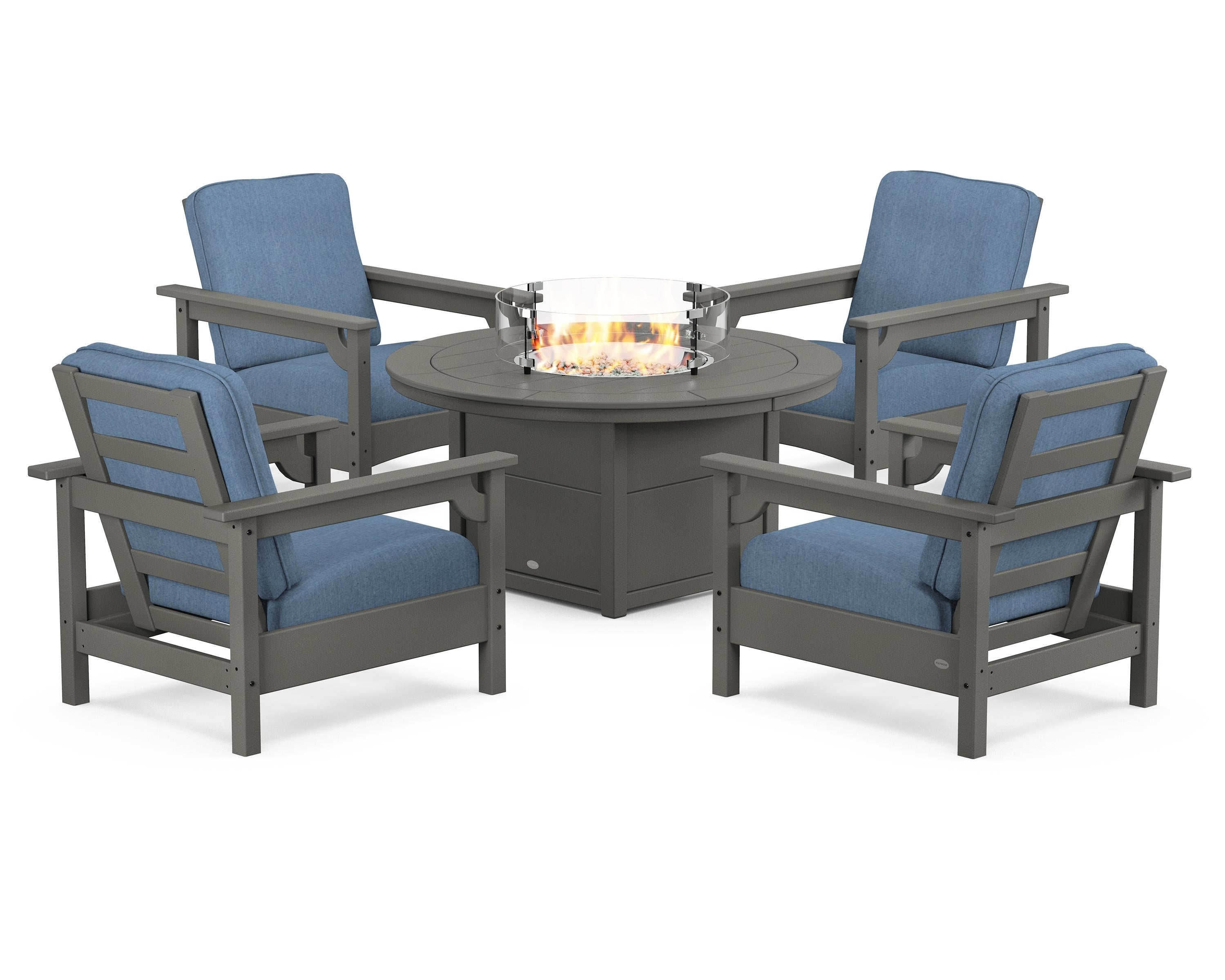 Club 5-Piece Conversation Set with Fire Pit Table