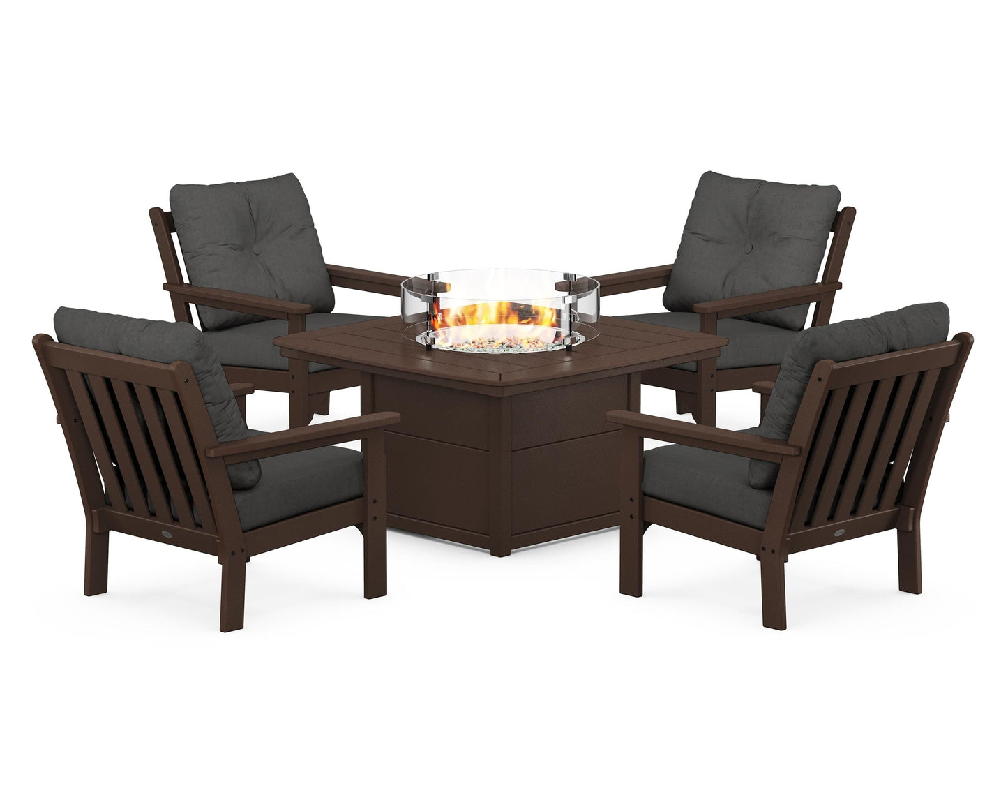 Vineyard 5-Piece Conversation Set with Fire Pit Table